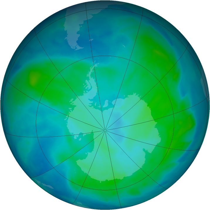 Antarctic ozone map for 16 February 2014